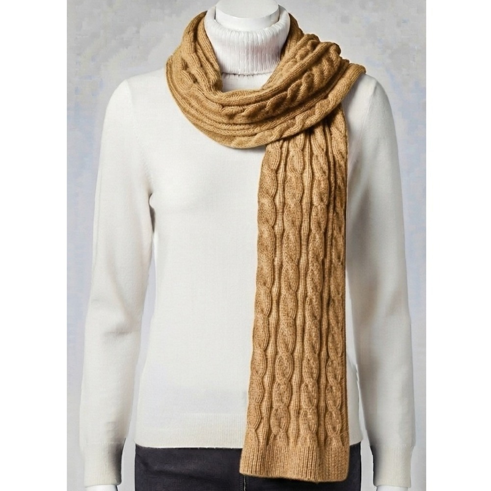 Style & Co Neutral Tan Cable Knit Convertible Wrap Scarf One Size NWT